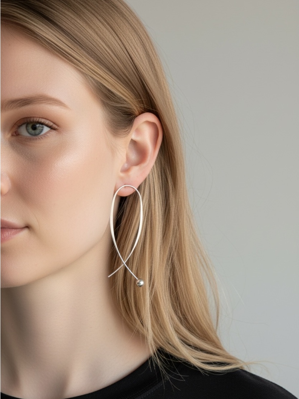 10/9 Elegant Silver Loop Drop Earrings for Women